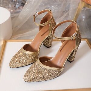 Gold Glitter Women's Heels